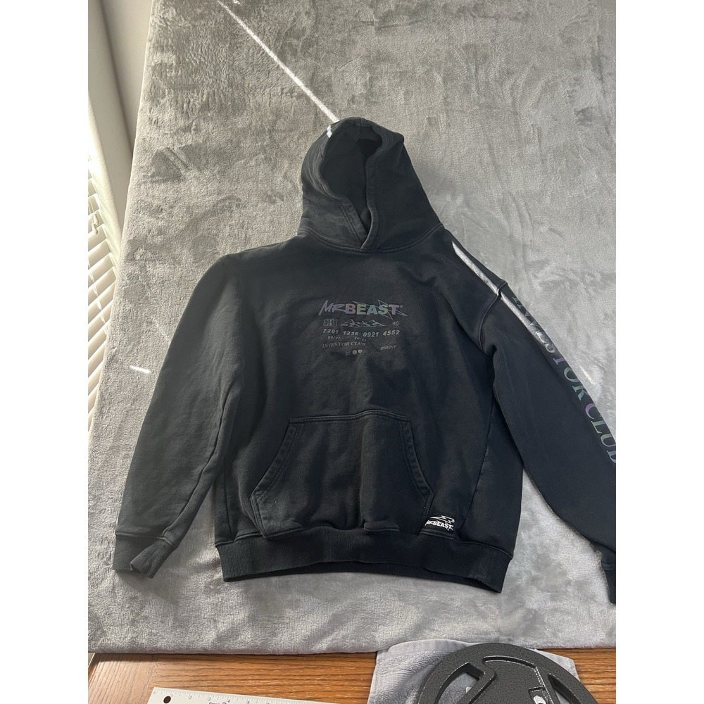 MrBeast Youth Boys Sweatshirt Size 16 Black    Hoodie Pullover Graphic
